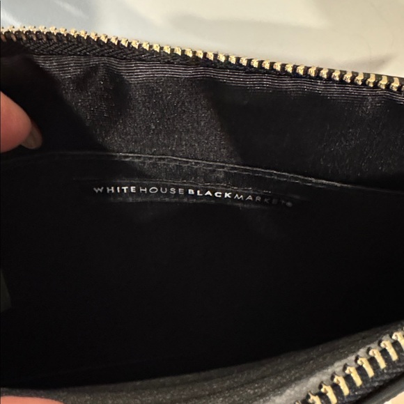 White House Black Market Black Studded Clutch with Pink Floral Design - Picture 4 of 7